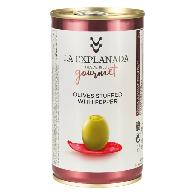 Măsline Gourmet umplute cu ardei copt, 370ml/150g